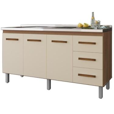 Imagem de Balcao Para Pia 3P 3G 160 cm Emily Mobbs - Moblis Móveis, Savana Off W