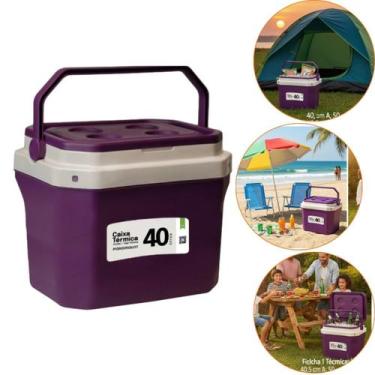 Imagem de Caixa Térmica Com alça 40 Litros Praia Piscina Cor Roxo Wine - Paramou