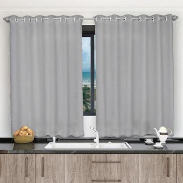 Imagem de Cortina 2,80x1,20 Sala Quarto Cozinha Voil Microfibra Cor: Cinza. - SH
