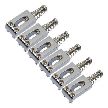 Imagem de Kit 6 Saddles Carrinhos Para Ponte Tremolo Stratocaster Prateado - KON