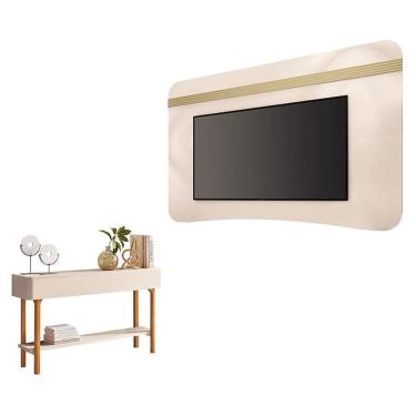 Imagem de Painel Suspenso Armony Off White Champanhe com Aparador Fiero Off White - HB Móveis