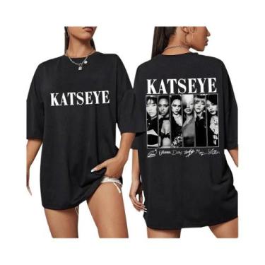 Imagem de Camisetas Gráficas Katseye De Estilo Coreano Vintage Oversized, Moda K