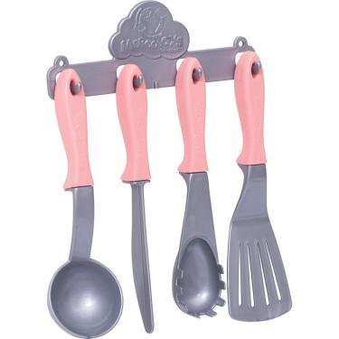 Imagem de Kit de Utensílios de Cozinha Infantil Baby Gourmet com Suporte para Pendurar e Cores em...