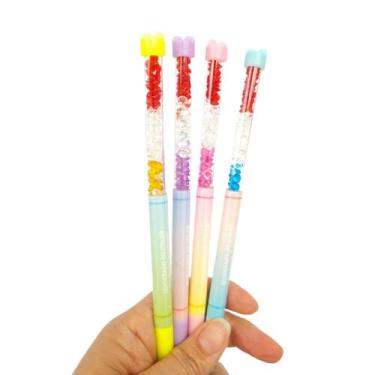 Imagem de Kit 4 Caneta Em Gel Preta Diamantes Coloridos - Kawaii