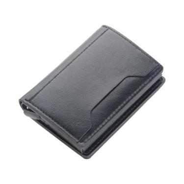 Imagem de Carteira Masculina Fina De Fibra De Carbono RFID, Couro PU De Alta Qua