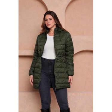 Imagem de Sobretudo Feminino Puffer Alongado Acolchoado Jaqueta COR:VERDE MILITA