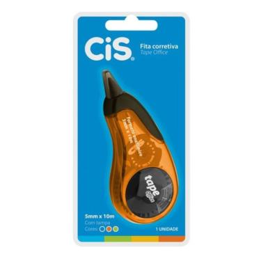 Imagem de Corretivo em Fita Cis Tape Office com Formato Anatômico e Tampa para Correções de Textos 5MM X 10M Unidade Laranja