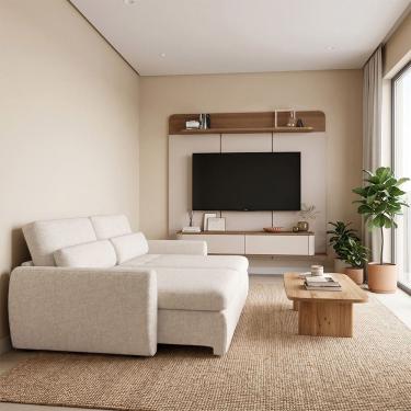 Imagem de Conjunto Sala Painel Suspenso Tv 70" Concept + Sofá Orgânico Charlie 3 Lugares Lin...