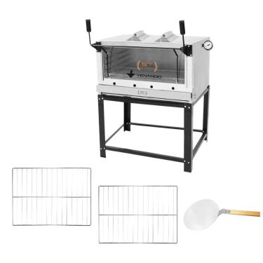 Imagem de Forno Gás Industrial Infra Refratária Roma Inox 90 Firiv90 + 2 Grades Extra + pá Pizza...