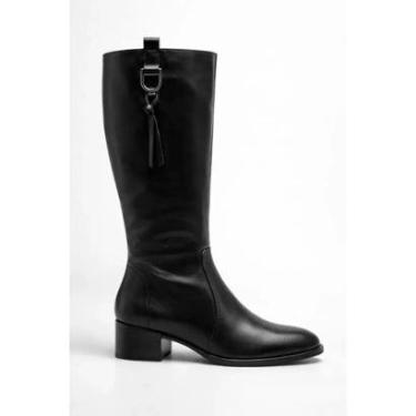 Imagem de Bota Cano Longo Couro Atanado Preto Bottero Salto Baixo-Feminino