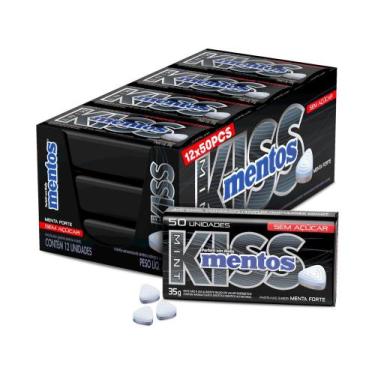 Imagem de Bala de Pastilha Mentos Kiss Menta Forte sem Açúcar 420g Display com 1