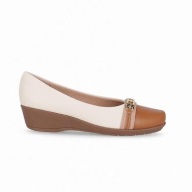 Imagem de Sapato Piccadilly Feminino Ivone Anabela 143235, Off white, Mascavo, 3