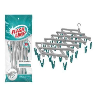 Imagem de Mini Varal Extensível Com 29 Prendedores Roupa P/ Lavanderia - Flash L