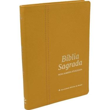 Imagem de Biblia sagrada ultra fina slim letra grande capa couro legitimo - Mãe 
