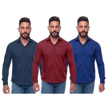 Imagem de Kit Camisa Social Masculina Manga Longa Slim 3 Peças - Teodoro Camisar