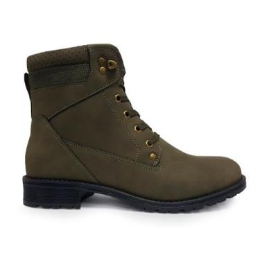 Imagem de Bota Coturno Mooncity Salto Bloco Baixo 72018 34/39, Verde, 34