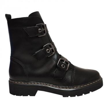 Imagem de Coturno Via Marte Flatform Feminino com Fivelas 089-009-01, Preto, 36