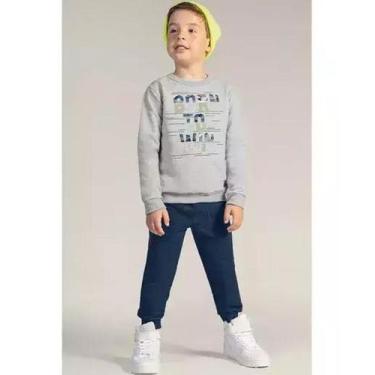 Imagem de Conjunto Infantil Menino Blusão e Calça em Moletom Brandili, Mescla, 1