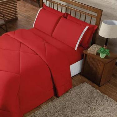 Imagem de Roupa De Cama + Lençol Dupla Face Casal Box 6 Pçs Edredom - nunes