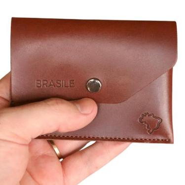 Imagem de Carteira Masculina Smart Slim Couro Legítimo Marca BRASILE, Marrom
