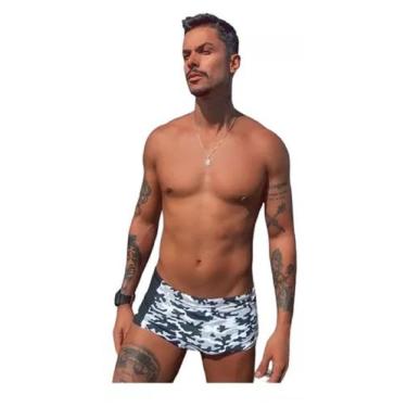 Imagem de Sunga Camuflado Preto E Branco Masculino - Muito Chic Modas, Preto, P