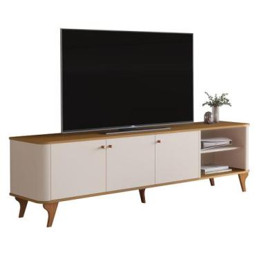 Imagem de Rack Bancada Arumã Sala Para TV até 75" Polegadas - JB BECHARA, Off Wh