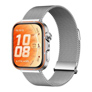 Imagem de HAOZHI Magnético Pulseira Compatível com Huawei Watch Fit 5 4 3 Pro,Bracelete Correia de Metal para Huawei Watch Fit 5 4 3 (Prata)