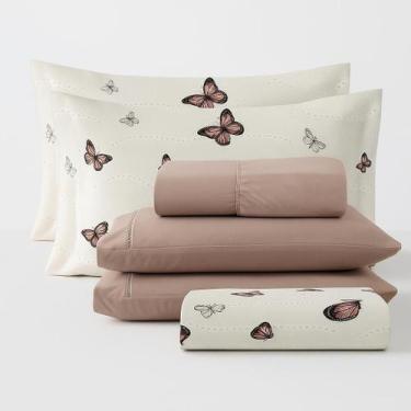 Imagem de Kit Cobre Leito Queen 6 Peças  Colcha Piquet Luxo 100 Algodão Estampad