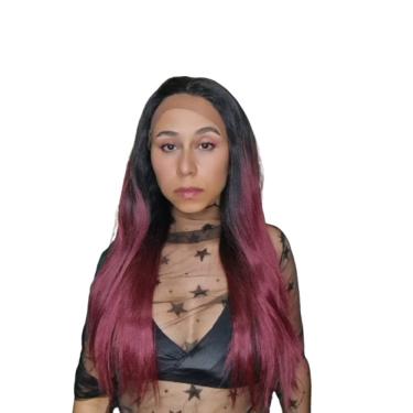 Imagem de Lace front lisa yaki leve longa fibra futura 70 cm