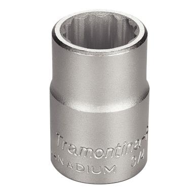 Imagem de Soquete Estriado 21MM 3-4 Aço Cromo Vanádio Perfil Hyper Drive Acabamento Cromado Tramontina PRO