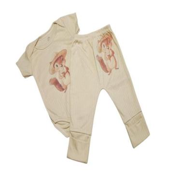 Imagem de Kit Body e Calça Bebe Bichinhos Estampa Digital Manga Curta Conjunto I