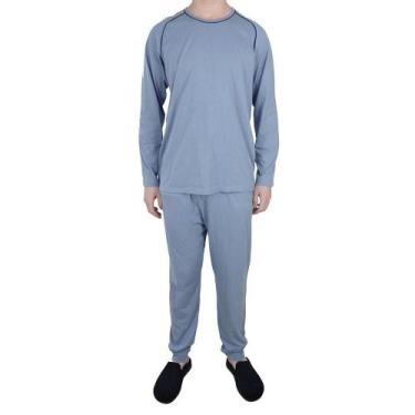 Imagem de Pijama Masculino Lezi Longo Azul Névoa - 3009, Azul, G
