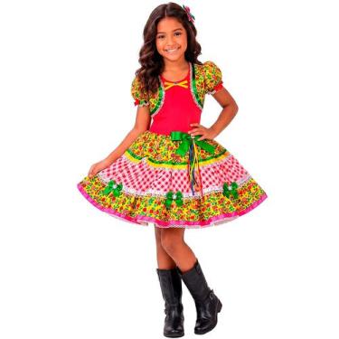 Imagem de Vestido Feminino Infantil Festa Junina Caipirinha Com Bolerinho - Fant