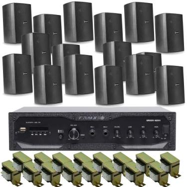 Imagem de COMP Kit Amplificador GR 4200 + 16 Caixas PS 200 + 16 Trafos 700m2 Are