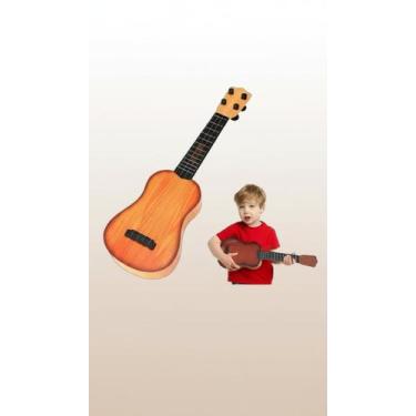 Imagem de Mini Violão Infantil Corda Aço Brinquedo 48cm Amarelo - Congratulation