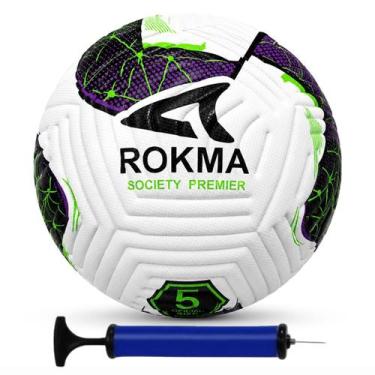 Imagem de Bola Society Rokma Premier Oficial Jogo + Bomba de Ar, Preto, Roxo, Ve