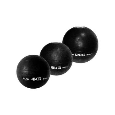 Imagem de Kit 3 Slam Ball 4 8 12kg Medicine Treino Força Fit Preta Liveup