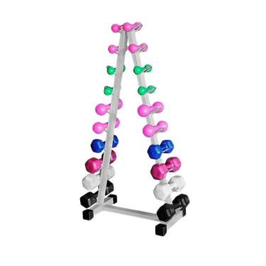 Imagem de Suporte para Halteres Modelo a Capacidade para 10 Pares Perfilado de Aço Pintado Anilhas Fitness