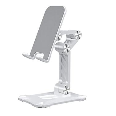 Imagem de Suporte dobrável para celular Gigbird [novo em 2021] altura de ângulo ajustável, compatível com telefones tablets, Switch Kindle (branco)
