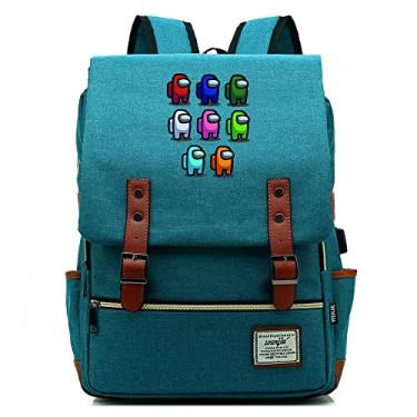 Imagem de Mochila retrô Space Game Among Pattern, mochila escolar retrô unissex (com USB), Lata, Large, Clássico