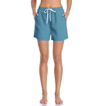 Imagem de Shorts esportivos femininos com bolsos e elástico cós de secagem rápida Activewear_Azul de Haze||S