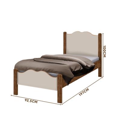 Imagem de Cama Solteiro MDF Âmbar Off White Rafaela Valen Móveis