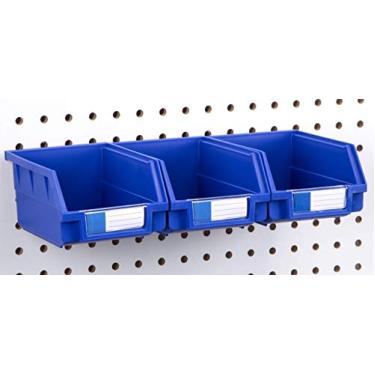 Imagem de Pegboard Bins – Pacote com 3 unidades, azul, grande – ganchos para qualquer placa de pinos – Organize ferragens, acessórios, acessórios, bancada de trabalho, armazenamento de garagem, sala de artesanato, galpão de ferramentas, materiais de hobby, peças pequenas