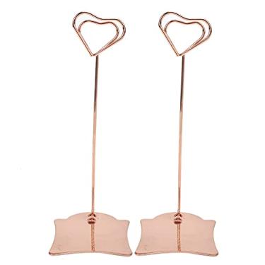 Imagem de Porta-fotos, 2 peças porta-cartões multiuso para mesa de casamento para guardar fotos para anotações para papéis(Rosa ouro)