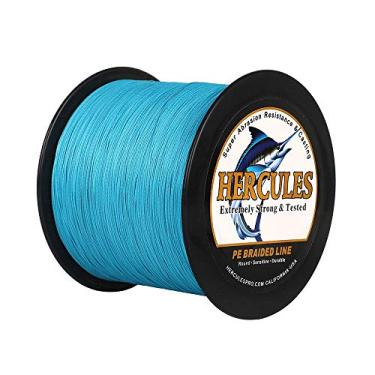 Imagem de Hercules Linha de pesca trançada super forte 4 fios super econômico de 1,8 kg a 2,3 kg Teste para água salgada, 109/328 / 547/1094 jardas (100 m / 300 m / 500 m / 1000 m), Diam# 0,08 mm - 0,55 mm Água salgada, Azul, 100LB(45.4KG)-0.55MM-1094YDS(1000M)