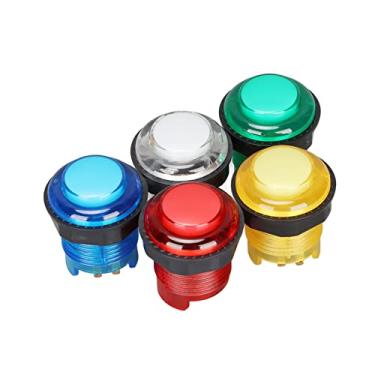 Imagem de 5 peças de botão Game, 28 mm LED redondo iluminado Botões para MAME, Jamma, Jogos de Luta, Jogos de Vídeo etc. (12V)