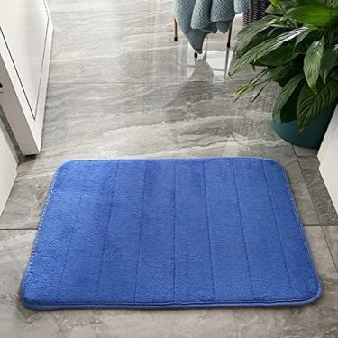 Imagem de Tapete de banheiro de espuma viscoelástica, antiderrapante, absorvente, forro ultramacio, tapete para banheiro, cozinha, corredor, banheiro, sala de estar, azul, 61 x 91 cm