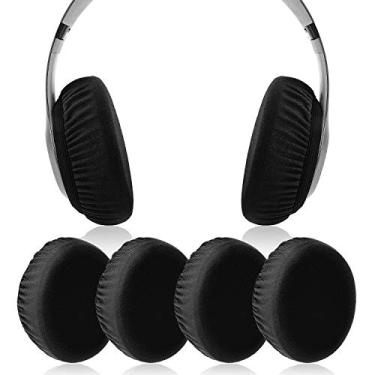 Imagem de JECOBB Protetores de fone de ouvido de tecido flexível com lycra extensível e lavável para Beats Studio 3/2 Bose QC35 25 15 e outros fones de ouvido com almofadas de ouvido de 7 a 10 cm (preta)