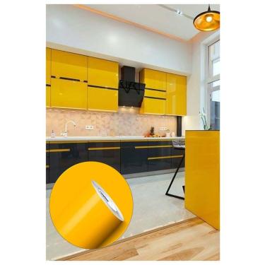 Imagem de Adesivo Amarelo para envelopar Armario Cozinha 50cm X 2m
