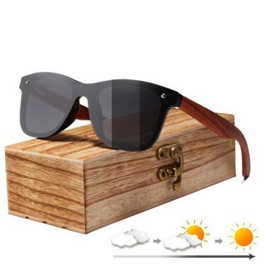 Imagem de Óculos de Sol Masculino Artesanal Bambu Kingseven Proteção Polarizados UV400 Espelho